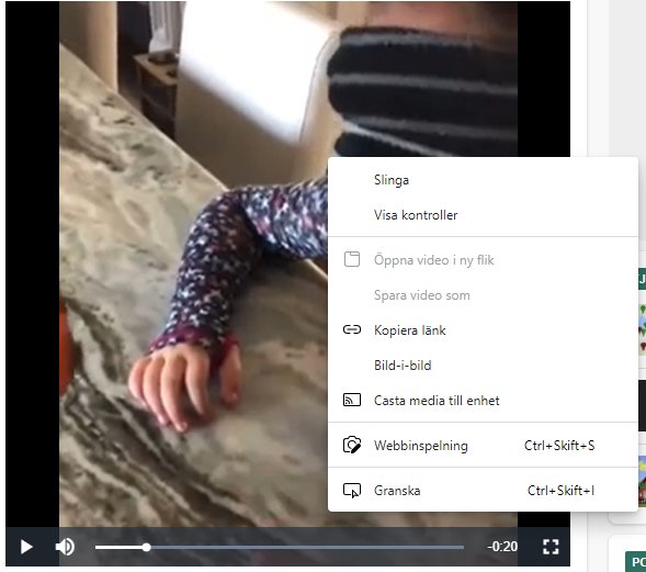 Skärmdump av video med högerklick-menyn öppen som visar alternativet "Kopiera länk".