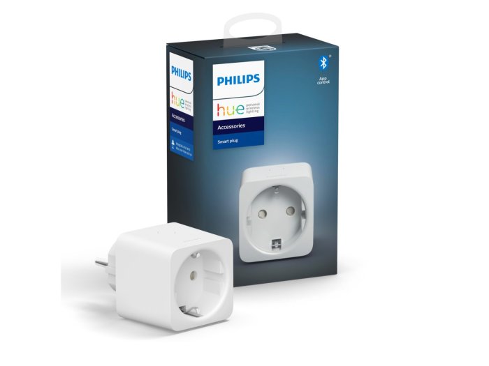 Philips Hue smart plug med förpackning, används för att styra lampor via app.