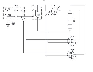 Schematisk bild av en enkel elektronisk krets med indikerande lysdioder.