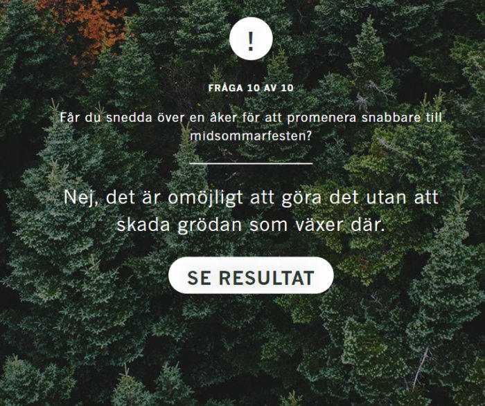 Täta gröna buskar med ett frågeformulär för midsommar överlagt.