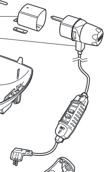 Illustration av elektrisk borr, borrarhuvuden, strömbrytare och elkontakt.