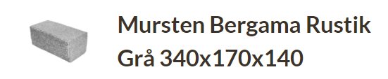 Grå huggen granitsten för stödmur, Mursten Bergama Rustik, mått 340x170x140 mm.