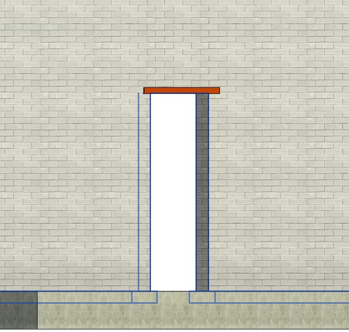 Illustration av snitt genom vägg med vinkeljärn inmonterat i murfogen.