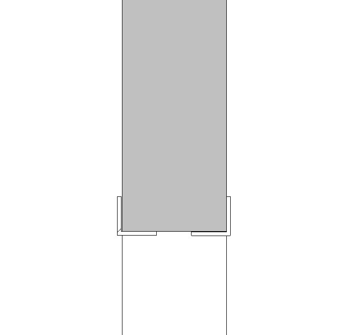 Snittillustration av ett vinkeljärn inhuggnat i en fog, visas i en CAD-modellering.