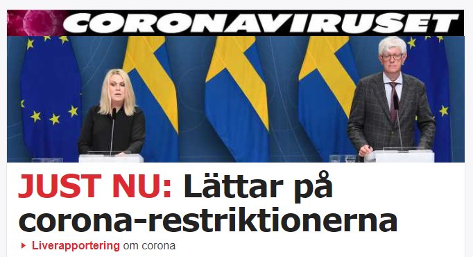 Två personer vid podiet under presskonferens om lättnader i corona-restriktioner.