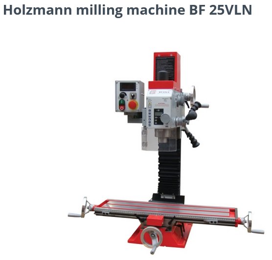 Holzmann fräsmaskin modell BF 25VLN med röd och silverfärgad design.