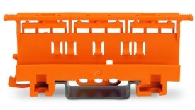 Wago hållare för DIN-skena i orange utan kablar eller anslutningar.