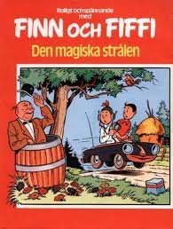 Omslagsbild för serietidningen "Finn och Fiffi" med karaktärer runt ett badkar och en magisk stråle.