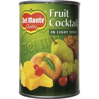 Del Monte-fruktkonservburk från 70-talet med bild av blandad fruktsallad.