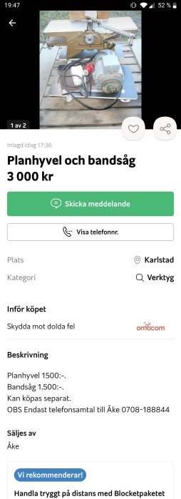 En bandsåg som liknar en Inca på ett arbetsbord.