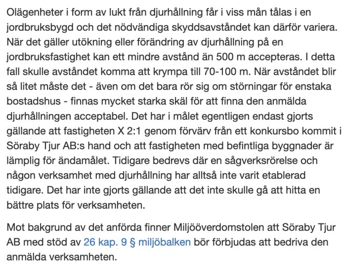 Skärmdump av en forumdiskussion om juridiska aspekter vid förändring av jordbruksmarkanvändning enligt miljöbalken.