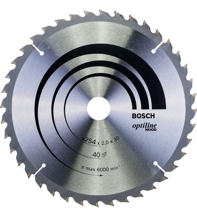 Sågblad för trä från Bosch med specificerade mått och varumärkeslogo.