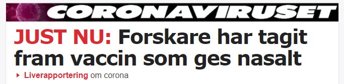 Nyhetsrubrik om forskare som utvecklat ett nasalt vaccin mot coronaviruset.