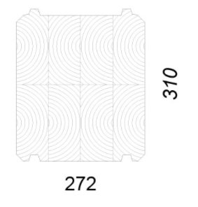 Ritning av en timmerprofil med måtten 310x272 mm som diskuteras som isolering i en byggtråd.