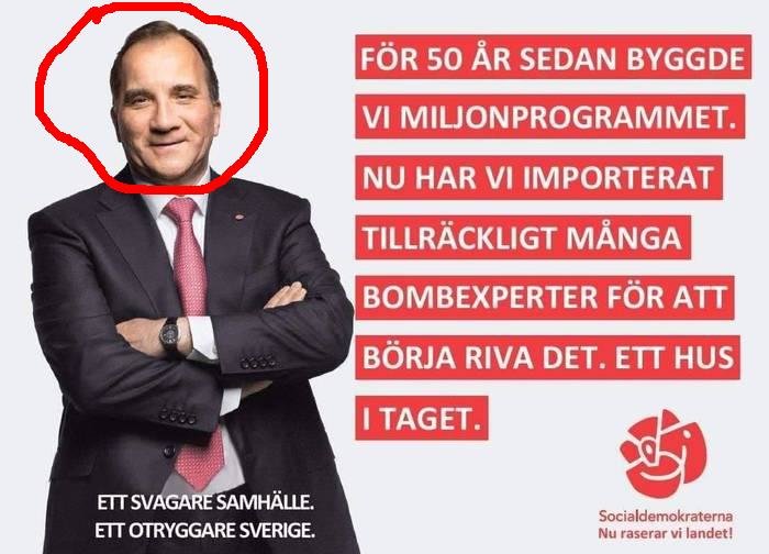 En person med röd cirkel runt huvudet bredvid en text om miljonprogrammet.