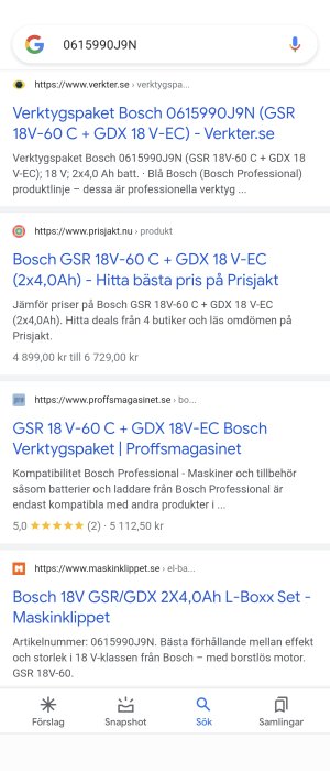 Sökmotorresultat för Bosch verktygspaket 0615990J9N med prisjämförelser och produktinformation.