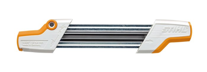 En filguide för kedjesåg från STIHL för precision vid filning av sågkedjor.