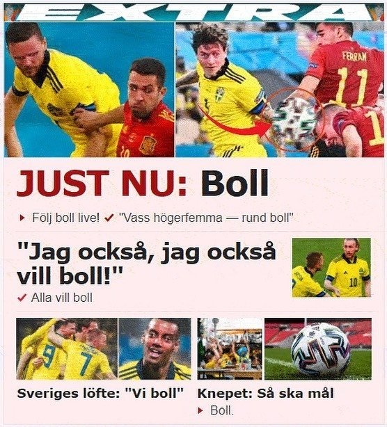 Montage av fotbollsspelare i aktion och fotboll med rubriker relaterade till matchen.