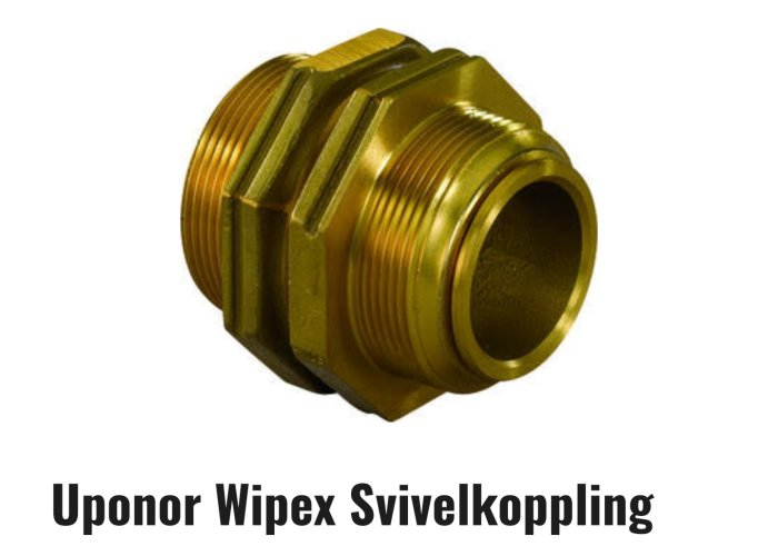 Uponor Wipex svivelkoppling i mässing för rörinstallationer.