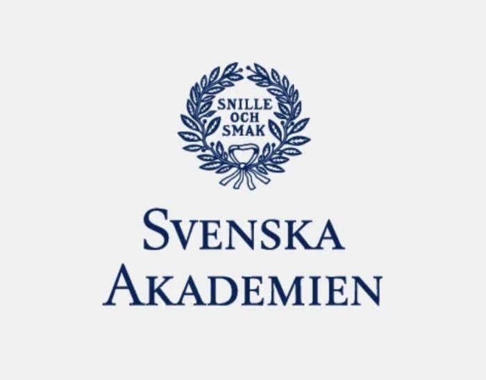 Logotyp för Svenska Akademien med texten "Snille och Smak" inramad av en lagerkrans.