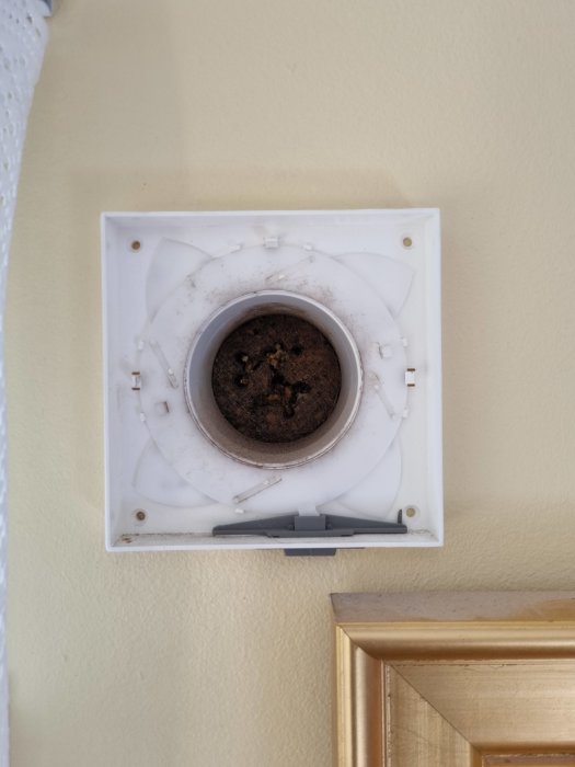Freshventil utan diffusor och filter exponerar spjällets reglerspak på en vägg.