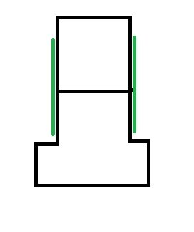 Enkelt ritat diagram i Paint som föreställer en limträbalk som stöds av två pelare ovanpå en bottenplatta.