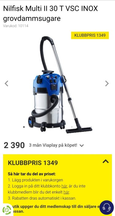 Nilfisk Multi II 30 T VSC INOX grovdammsugare på rea för 1349 SEK hos Elgiganten.