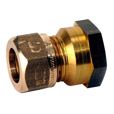 Injusteringsventil i mässing, en komponent i ett värmesystem förkoppling till 22mm kopparrör.
