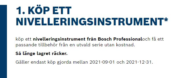 Kampanj för Bosch Professional nivelleringsinstrument med erbjudande om gratis tillbehör, giltigt 2021-09-01 till 2021-12-31.