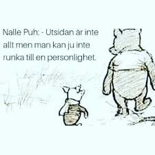 Tecknad bild av Nalle Puh och Nasse med en olämplig text, avsedd som humor.