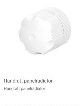 Vit handreglage för panelradiator med markerad gänga och räfflad yta.