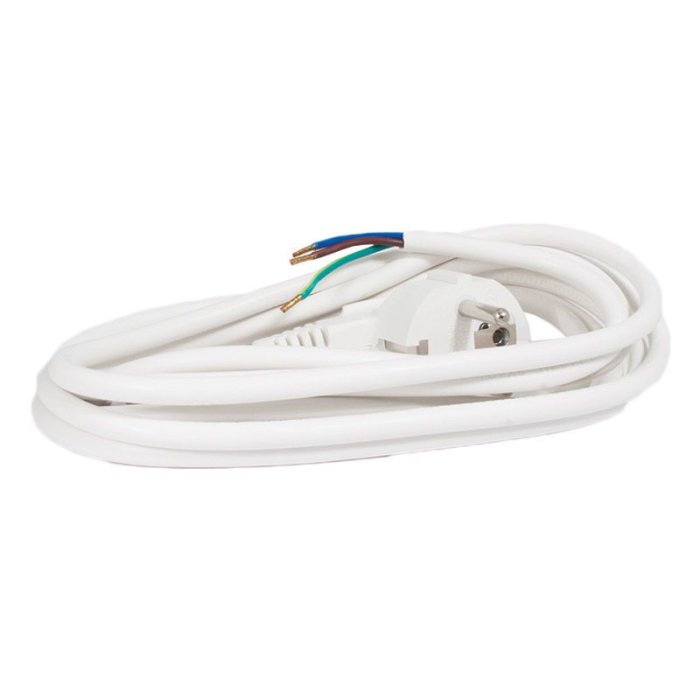 Elektrisk sladdställ med oisolerade ändar för inkoppling och en EU-kontakt för 230V.