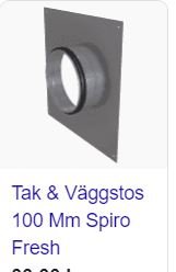 Tak- och väggstos för ventilation med texten "100 Mm Spiro Fresh".