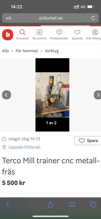 Tercos CNC-fräs för träning och metallarbeten på en arbetsbänk.