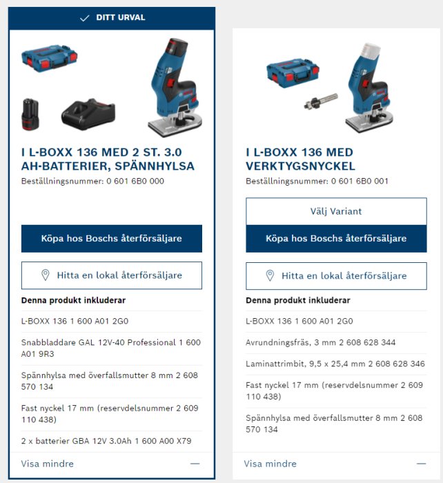 Bosch elverktyg i L-BOXX med batterier, snabbladdare och 8 mm hylsa.