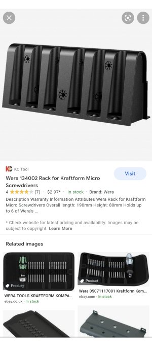 Wera 134002 rack för Kraftform Micro skruvmejslar, svart med flera fack för förvaring av skruvmejslar.