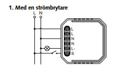 Elektrisk kopplingsschema för installation av dimmer med strömbrytare och neutralledare.