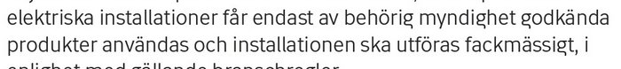 Närbild av text från en diskussion om behöriga myndigheter som godkänner elinstallationsmaterial.