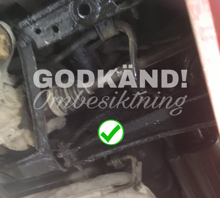Bilens underrede med texten "GODKÄND! Ombyggnad" och en grön bock.