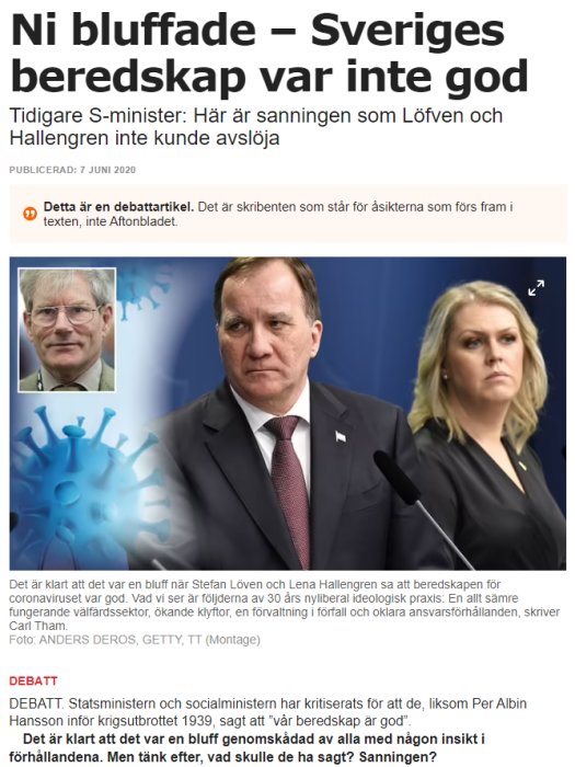 Kollage av tre personer, två ser allvarliga ut, en med kritisk synpunkt, mot blå bakgrund.