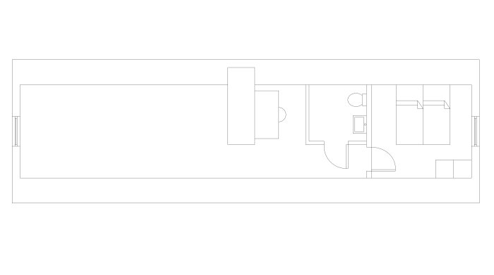 Arkitektonisk ritning av entreplan i ett nybyggt hus med utmärkta rum och ytor.