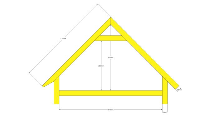 Ritning av en väggsektion i ett hus med måttangivelser, visar stomme ner till syll.