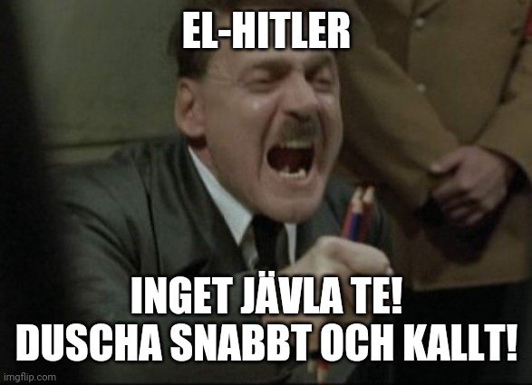 Manipulerad bild av historisk figur som skriker med humoristisk text.