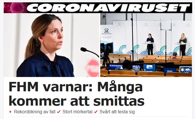 Presskonferens om Covid-19 med fokus på person som talar och information om smittspridningen.