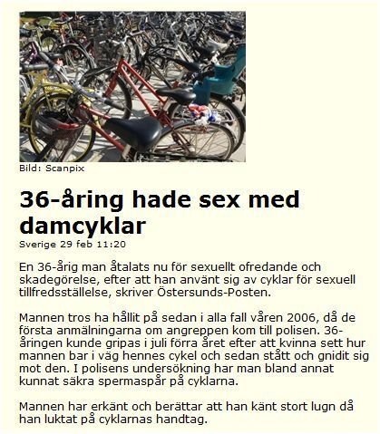 Artikel om en 36-årig man dömd för sexuellt ofredande av cyklar med bild på en hög sammanvirade cyklar.