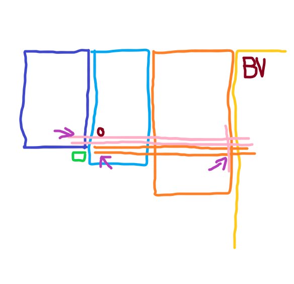 En schematisk ritning gjord med färgglada linjer som illustrerar ett byggprojekt eller planer.