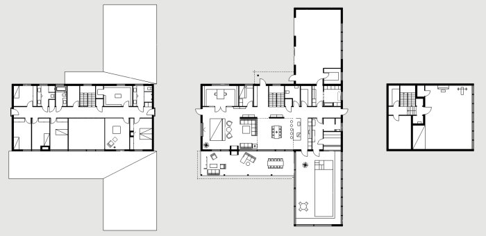 Arkitektonisk ritning av ett hus med och utan vinterträdgård.