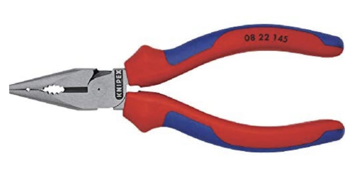 Knipex 08 22 145 kombinationstång med röda och blå handtag.