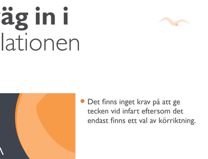 Illustrativ bild med textfragment och grafiska element, relaterat till vägtrafik och riktningar.