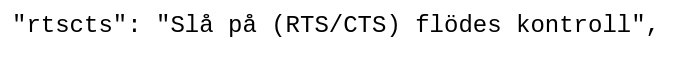 Text i kodformat med instruktioner för att slå på RTS/CTS flödeskontroll.